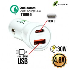 Carregador Veicular Turbo XC-V13USB X-Cell - Branco